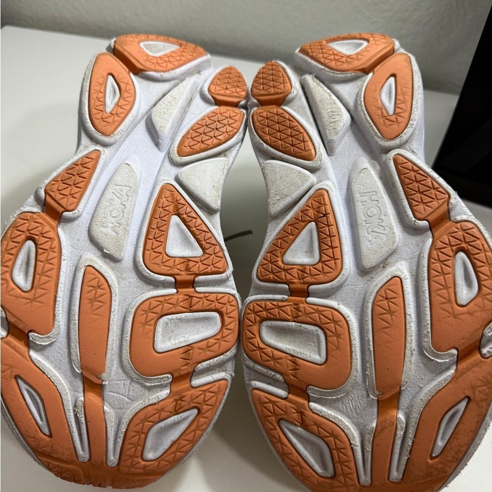 Hoka bondi 8 Gray and Orange Athletic Shoes - Picture 5 of 6